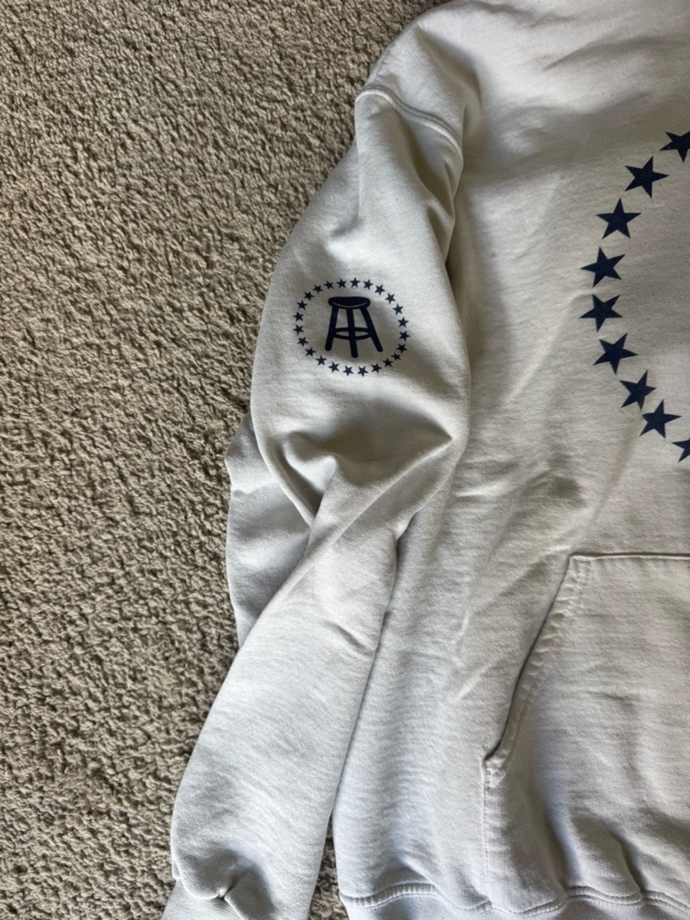 White Pullover Hoodie with Navy 'Zillion Beers' Can Graphic - Picture 3 of 5